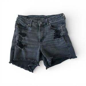 American Eagle Distressed Black Jean Shorts | Size 4 | Next Level Stretch
